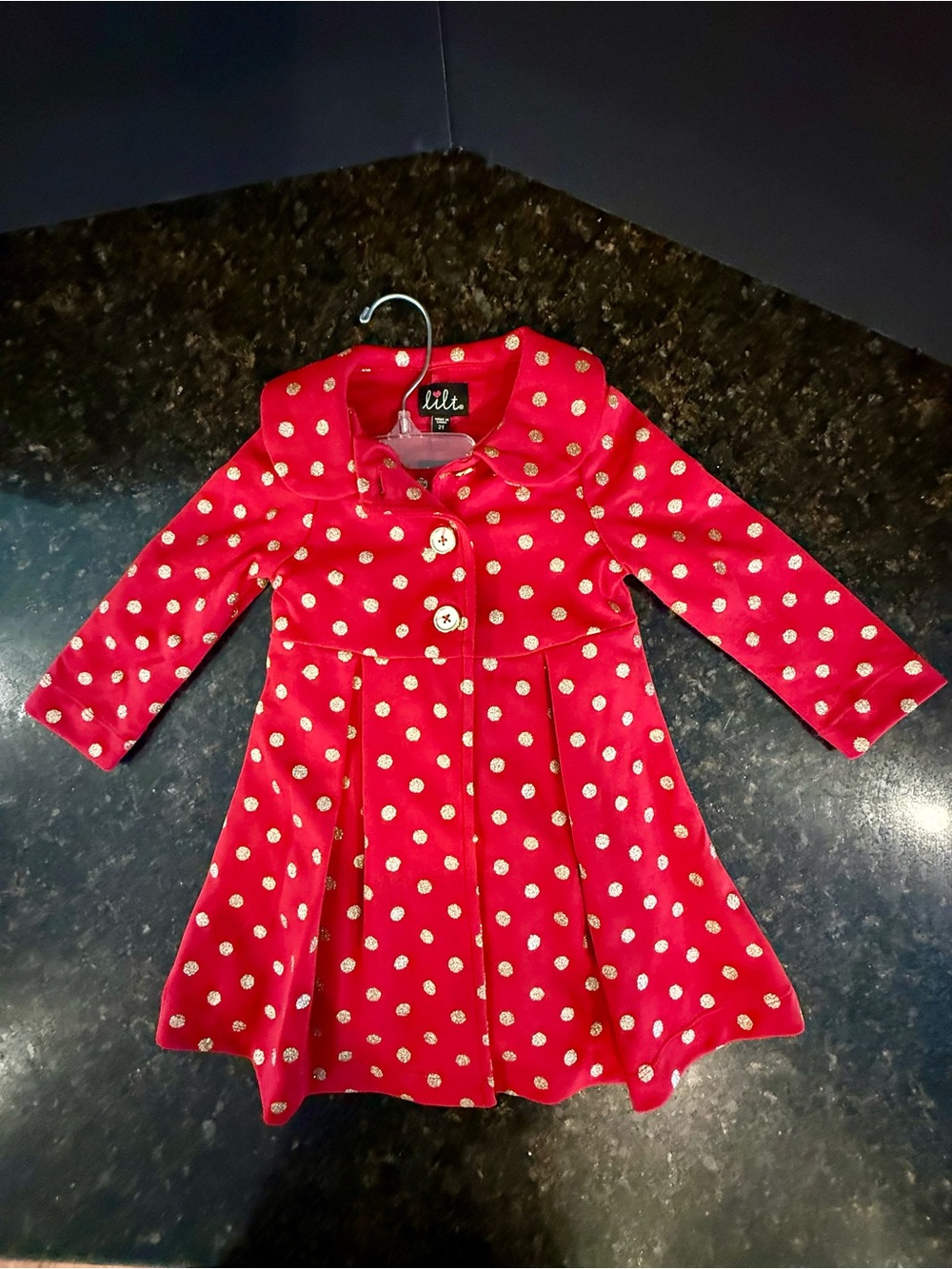 Lilt Girls Matching Dress & Coat Red &gold dot Sparkles Size 2T Outfit Boutique